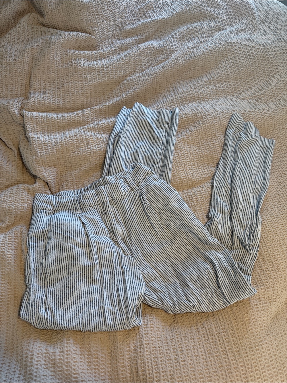 Linen white and blue trousers